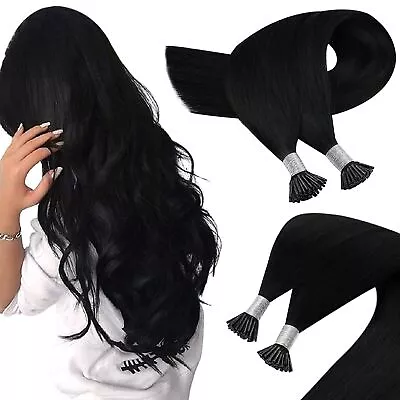 Sunny I Tip Hair Extensions Human Hair 50S I Tips Hair Extensions Jet Black C... • $73.79