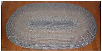 Vintage Hand Made Folk Art Country Farmhouse Oval Wool Braided Rug • $157.50