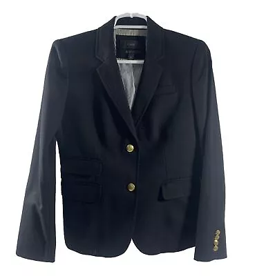 J Crew Women's Size 2 Black Schoolboy 2 Button Wool Blazer Jacket Capsule • $34.80