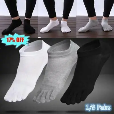 1/3 Pairs Men's Five Finger Toe Breathe Socks Cotton Casual Cut Sports Low X0L6 • £7.80