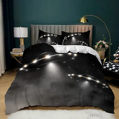 Alien UFO Black Quilt/Doona/Duvet Cover Single/Double/Queen/King Bedding Set Boy • $16