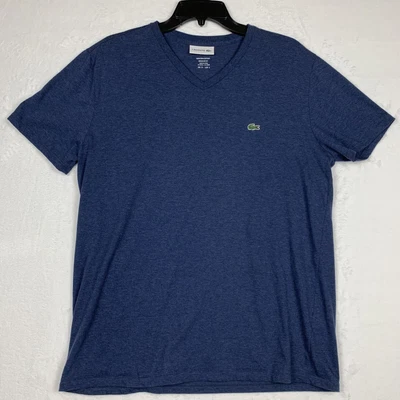 $19.99 • Buy Lacoste V Neck T-Shirt Mens Large Navy Blue Pima Cotton Short Sleeve Logo Tee