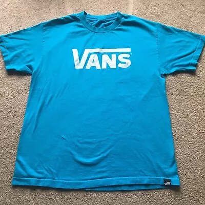 VANS MENS LOGO T SHIRT Electric Blue With WhIte Graphic L Large XL • $14.99