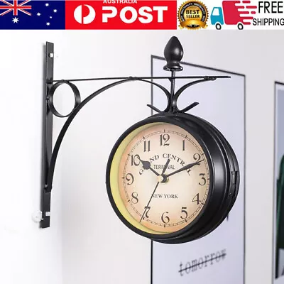 Vintage Outdoor Bracket Clock Garden Station Wall Clock Double Sided Clock • $27.95