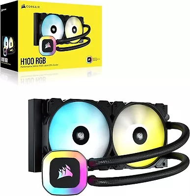 Corsair H100 240mm RGB Liquid CPU Cooler SP120 Elite Fan Intel LGA 1700/1200/AM5 • £94.99