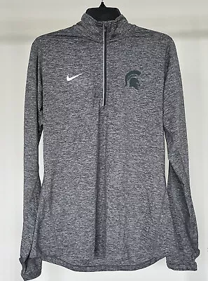 Gray Nike Michigan State University Quarter Zip Long Sleeve Size Large Dri-Fit • $22