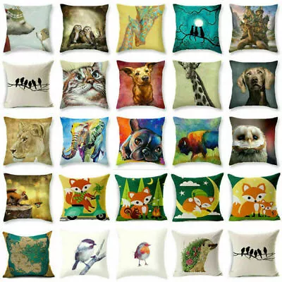 £3.59 • Buy Case Pillow Decor Home Giraffe Cute Cotton Fox Throw Linen Sofa Cushion Cover