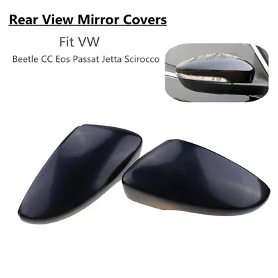 $24.99 • Buy Pair Black Rearview Mirror Cover Cap For VW Beetle CC Eos Passat Jetta Scirocco