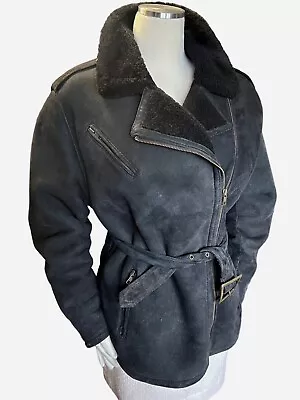 Vintage Clifford Michael Black Suede Fur Leather Jacket Coat Moto Canada Medium • $106.88