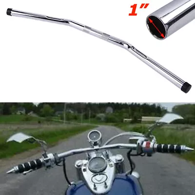 Motorcycle CHROME 1  Handlebars Z Bar Drag Bars Handle Bar For Harley Choppers • $37.95