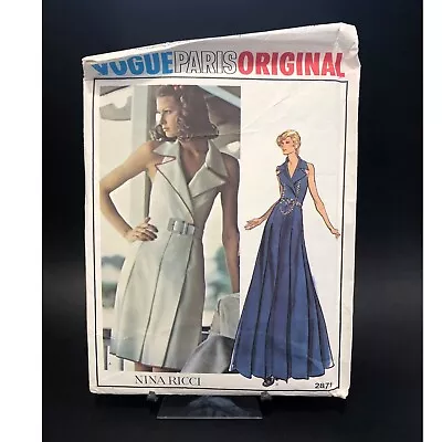 Vintage Vogue Paris Original Halter Dress Pattern Nina Ricci 2871 Size 12 Uncut • $43.42