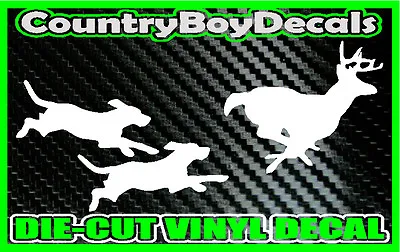 $5.99 • Buy DOGS Chasing DEER * Vinyl Decal Sticker * Hunting Hounds BUCK Antlers Truck Deer