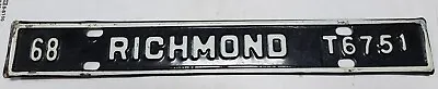 $15.99 • Buy Virginia 1968 CITY Of RICHMOND Truck License Plate VA 
