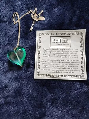 Heart Necklace Glass Murano Bellissi Aqua Green • £4.50