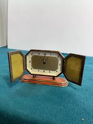 ART DECO NOUVELLA GERMANY Desk Boudoir Clock Mcm Picture Frame Doors Alarm *READ • $169.84