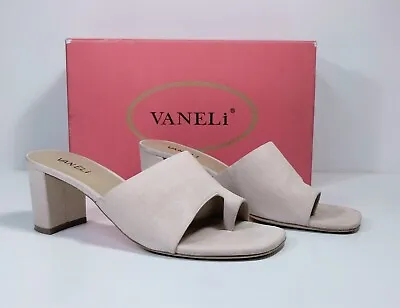 Vaneli Women's Pink Suede Slip On Open Toe Block Heel Sandals Sz 9.5 M • $19.99