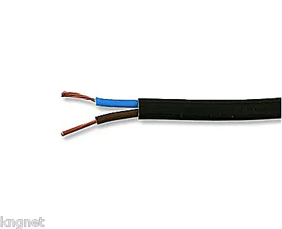 £1.79 • Buy 2 Core 6A Black Power Cable 0.75mm Electric Flexible Mains Flat Car Wire Lead