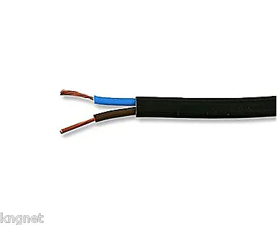 2 Core 6A Black Power Cable 0.75mm Electric Flexible Mains Flat Car Wire Lead • £2.59