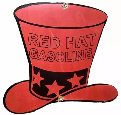 Vintage Red Hat Gasoline Porcelain Sign Standard Oil Gas Station Pump Plate • $116.38