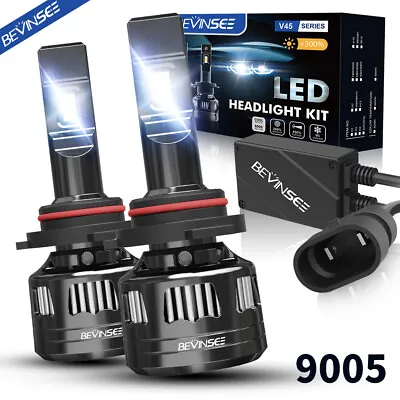 BEVINSEE V45 9005 HB3 LED Headlights Bulbs High Low Beam Lamp 6000K 30000LM 120W • $41.99