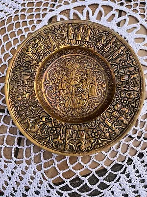 Antique Islamic Folk Hand Made Ornate Brass Plate • $69