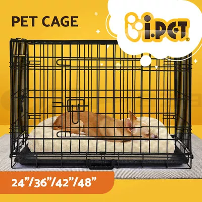 I.Pet Dog Cage Crate Kennel Fence Large Rabbit Cat Metal Playpen Puppy 24  - 48  • $89.95