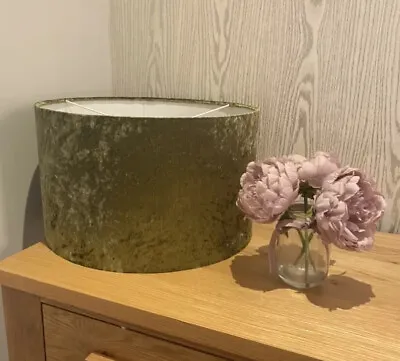 Handmade Lampshade In An Olive Green Velvet Look Fabric Various Sizes • £19.95