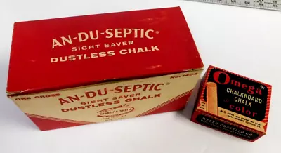 Vintage Binney & Smith Sight Saver Dustless Chalk & Omega In Color Chaulk • $44.99