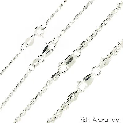 925 Sterling Silver Diamond Cut Rope Chain Necklace .925 Italy All Sizes • $5.99