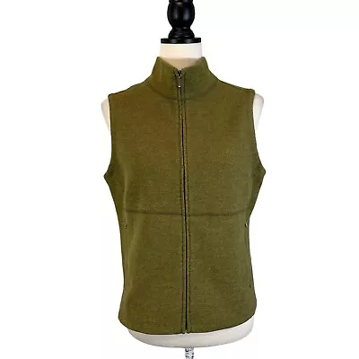 Ibex Carrie Vest Green Merino Wool Sleeveless Full Zip Front W/ Pockets Size M • $99