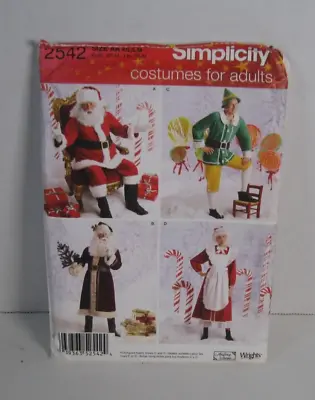 Simplicity 2542 Santa Mrs. Claus Elf Adult Costume Pattern XS-M Uncut • $7.95