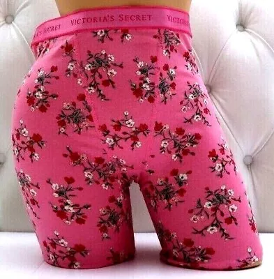 Victoria's Secret Logo Cotton/Modal Boxer Brief Panty Pink Floral S M L XL XXL • $10.99