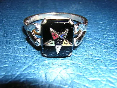 Black Onyx RING 10k Gold Filled 5910  Mason ORDER EASTERN STAR Ladies Vintage • $55