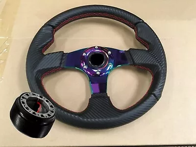 Civic Integra DB DA DG EF Carbon CF Black Neo Chrome Center Steering Wheel + Hub • $65