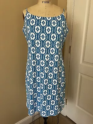 J McLaughlin Blue And White Ikat Dress With Adjustable Straps XL • $40