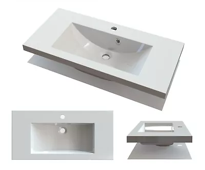 Marmite Wash Basin 800mm White Vanity Dolomite Resin Countertop Rectangular • £79