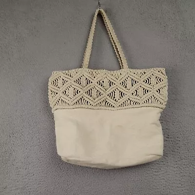 Cotton Cord Macrame Tote Bag Cream Natural Boho Shoulder Bag Cotton India • $24.78