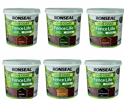 Ronseal One Coat Fence Life Exterior Wood Paint Brush On 5L QUICK DRY • £16.99