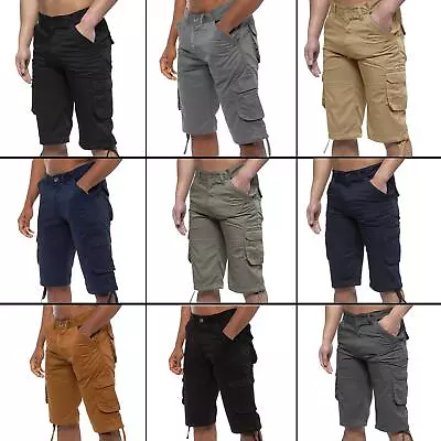 Enzo Cargo Shorts Mens Combat Work Shorts Casual Pockets Cotton Summer Half Pant • £16.95
