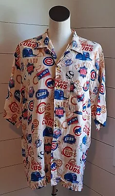 CSA Vintage CHICAGO CUBS HAWAIIAN Burron Up SHIRT All Over Print Mens Large • $45.99