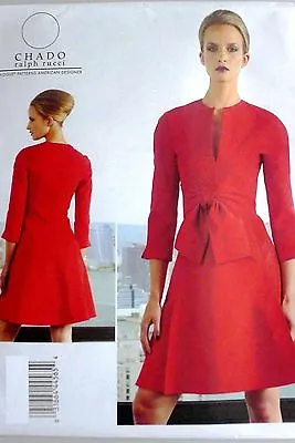 OOP VOGUE V1317 CHADO RALPH RUCCI MISSES' DRESS W/FRONT TIE SEWING PATTERN UNCUT • $14.09