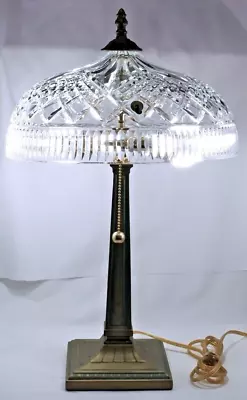 Beautiful Waterford Crystal Beaumont 23  Electric Table Lamp Bronze Base • $475