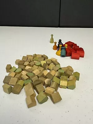 Vintage Monopoly Replacement Pieces Wooden Token Movers~Houses~Hotels~OLDIES! • $4.99