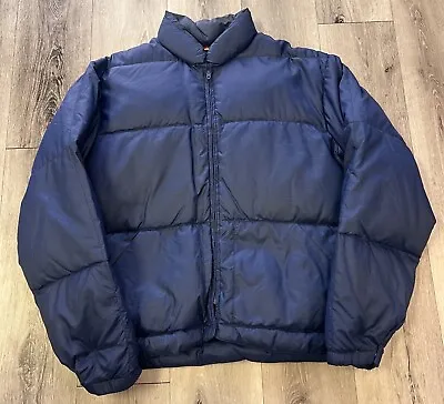 Vintage Sportcaster Jacket Size Large Down Seattle Blue Ski Coat Talon Zip • $40