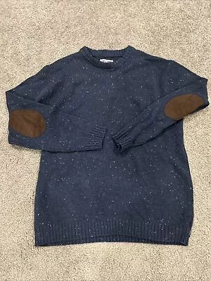 LINE OF TRADE The Starboard Donegal Sweater Wool Blend Mens XLBlue Elbow Patches • $25