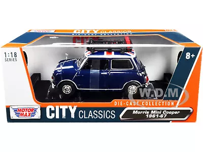 1961-67 Morris Mini Cooper Rhd Roof Rack & British Flag Blue 1/18 Motormax 79741 • $39.99