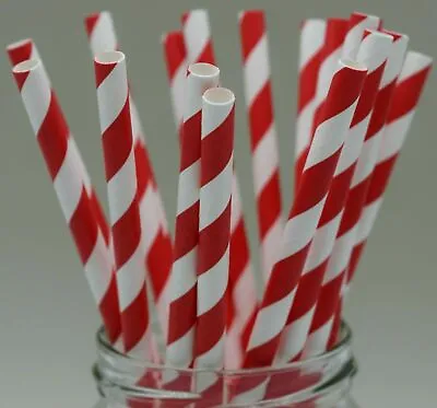 250 PCS Paper Straws Red White Birthday Party Restaurant Cocktail Drinking Straw • £7.99