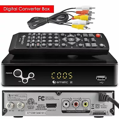 Digital Converter Box W/ Recording Playback & Parental Control Ematic AT103C • $21.88