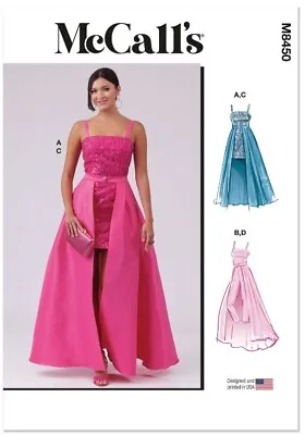 McCall's 8450 Formal Prom Dress Wedding Gown Jumpsuit Overskirt Pattern M8450 • $10.99