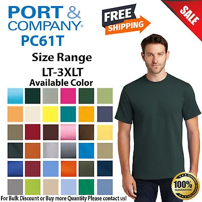 Port & Company Mens Big & Tall Short Sleeve Essential Crew Neck T-Shirt PC61T • $17.29